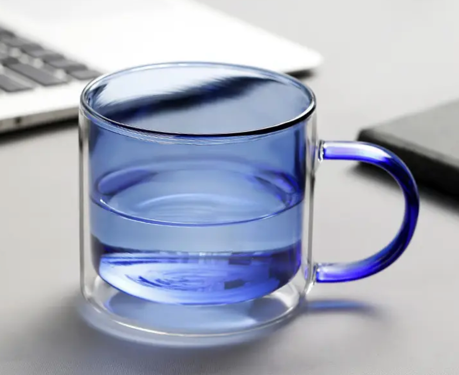 Chic Double Walled Glass Mug- Various Colors Available