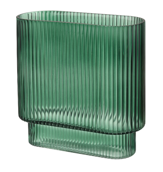 Decorative Art Deco Etched Vase (Emerald)